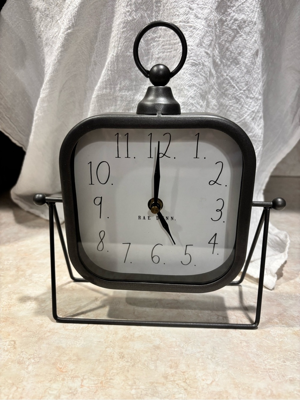 Rae Dunn Gray Metal Table Clock - Square Vintage-Style Home Wall Decor
